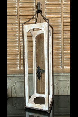  **BACK BY POPULAR DEMAND** OPEN CONCEPT WHITE WASHED WOOD & METAL LANTERN [489392]